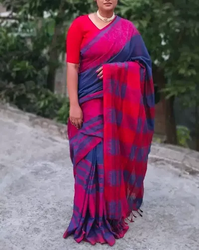 Best Selling Cotton Blend Saree without Blouse piece 