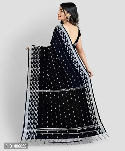 Stylish Black Pure Silk Self Pattern Saree with Blouse piece For Women-thumb4