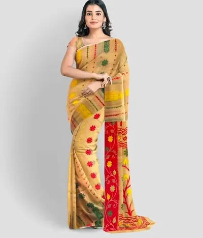 Trending Cotton Blend Saree with Blouse piece 