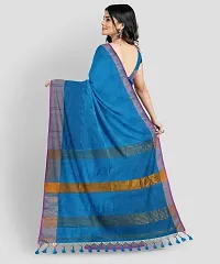 Stylish Blue Pure Silk Self Pattern Saree with Blouse piece For Women-thumb1