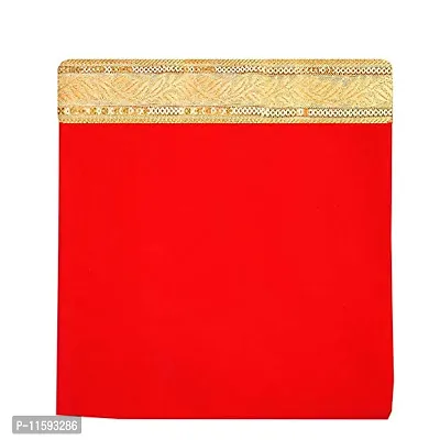 Velvet Cloth Aasan for puja Altar Pooja aasan Cloth red & Yellow Velvet Combo (Pack of 2) (Size 46x46cm)-thumb3