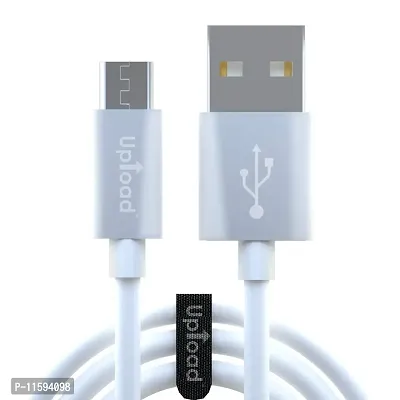 Upload Micro USB Data Cable For Mobile | Charging Cable | TPE (White) (1 Meter)-thumb0