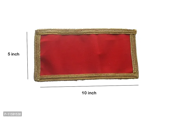 Small (10 x 5 inch) Rectangle Plain Velvet Red Cloth for Puja | Pooja Aasan Kapda | Red Plain puja chowki Cloth for Home Mandir, Temple, God  Goddess Aasan (Pack of 5)-thumb3