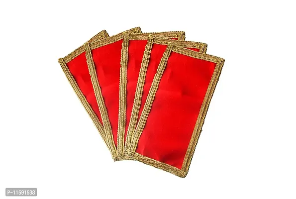 Small (10 x 5 inch) Rectangle Plain Velvet Red Cloth for Puja | Pooja Aasan Kapda | Red Plain puja chowki Cloth for Home Mandir, Temple, God  Goddess Aasan (Pack of 5)