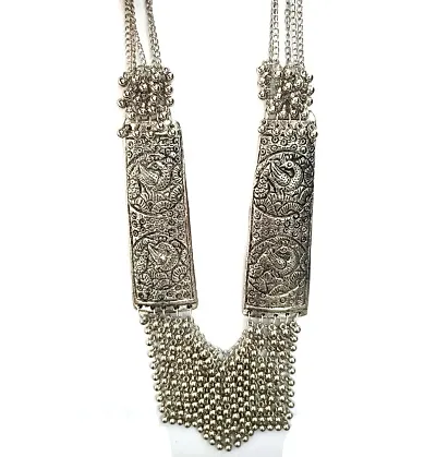 Fancy Silver Plated Oxidized Necklace For Womens