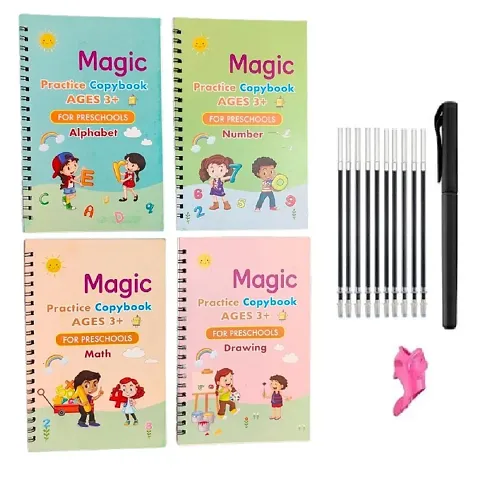 Magic Practice Copybook 4 Books,10 Refill For Kids