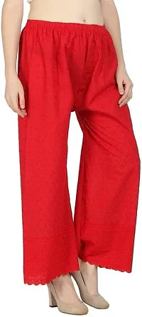 M J Cloth House Women Regular Fit Red Pure Cotton Trousers | Colour - Red | Size - P-thumb2