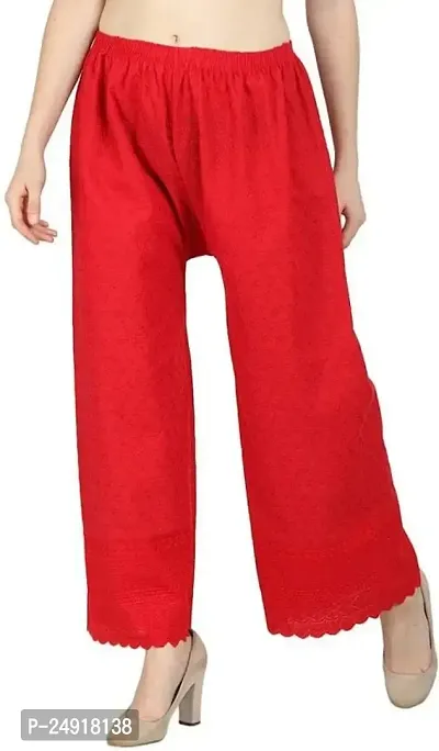 M J Cloth House Women Regular Fit Red Pure Cotton Trousers | Colour - Red | Size - P