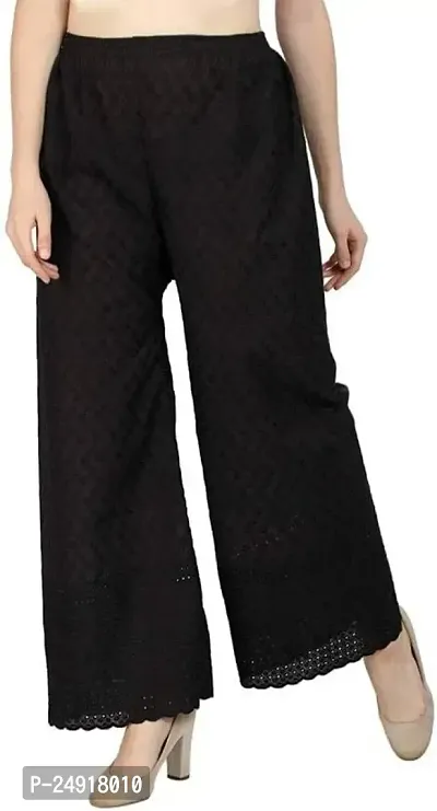 M J Cloth House Women Regular Fit Black Pure Cotton Trousers | Colour - Black | Size - P