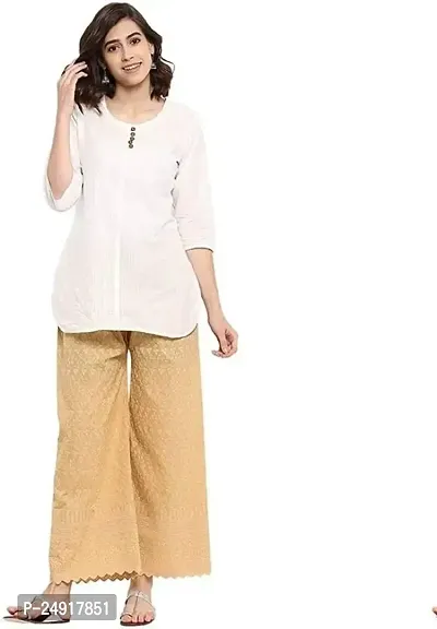 M J Cloth House Women Regular Fit Grey Pure Cotton Trousers | Colour - Beige | Size - P-thumb3