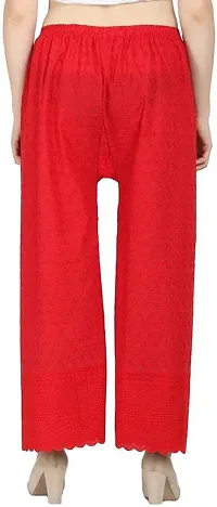M J Cloth House Women Regular Fit Red Pure Cotton Trousers | Colour - Red | Size - P-thumb1