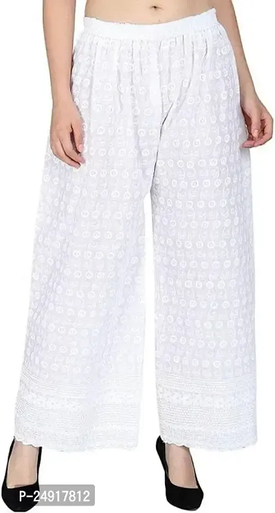 M J Cloth House Women Regular Fit White Pure Cotton Trousers | Colour - White | Size - P