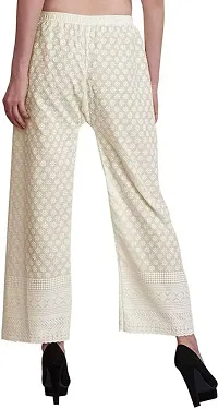 M J Cloth House Women Regular Fit Cream Pure Cotton Trousers | Colour - Off-White | Size - P-thumb3