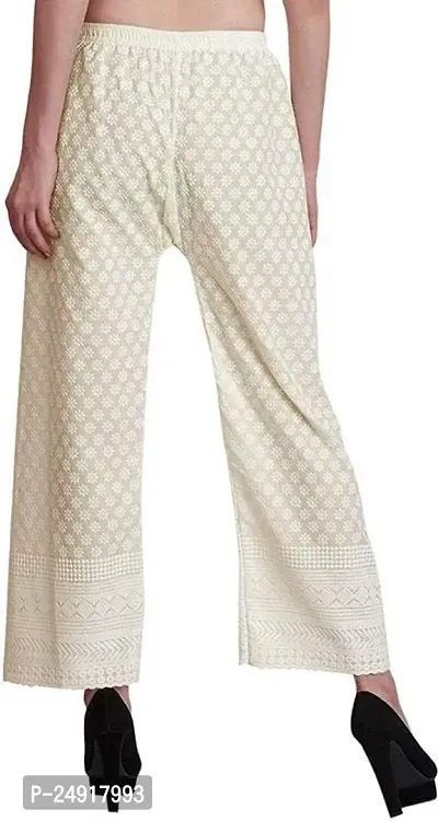 M J Cloth House Women Regular Fit Cream Pure Cotton Trousers | Colour - Off-White | Size - P-thumb4