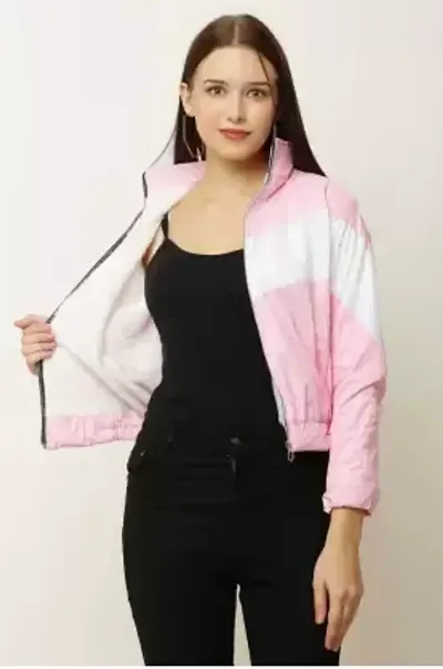 Stylish Pink Solid Denim Jacket For Women