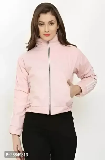 Stylish Pink Solid Denim Jacket For Women-thumb0