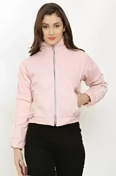 Womens Casual Long Sleeve Zip Up Jacket Crop Coat Outerwear with Pockets