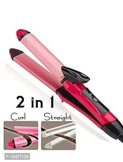 LONG LASTING 2in1 Professional Solid Smooth Ceramic Hair Curler Curling Iron Rod Travel Hair Straightener Flat Hair Iron Instant Heat Up Salon Approved Anti-Static Styling Roller 45W Hair Styler (-thumb0