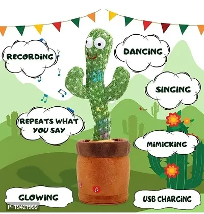 High Quality Kids Dancing Talking Cactus Toys for Baby Boys and Girls, 20 Songs for Baby  (Green)-thumb0