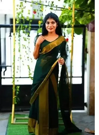 New Trending Chiffon Zari Border Sarees with Blouse Piece