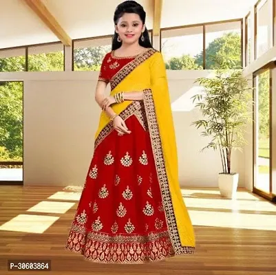 Beautiful Cotton Blend Semi-stitched Lehenga Choli and Dupatta Set-thumb0