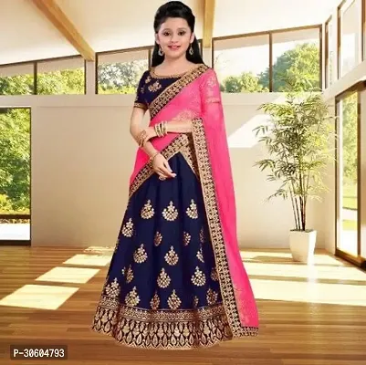 Beautiful Cotton Blend Semi-stitched Lehenga Choli and Dupatta Set-thumb0