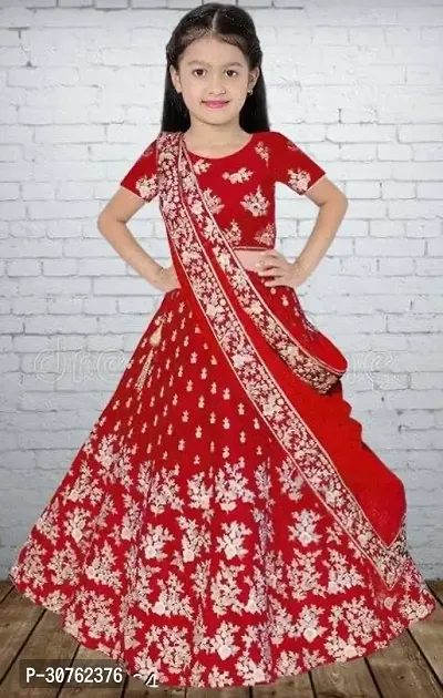 Beautiful Cotton Blend Semi-stitched Lehenga Choli and Dupatta Set-thumb0