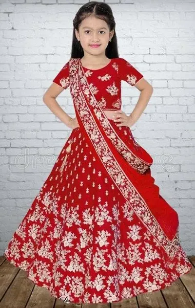 baby girls lehengha choli Semi-stitches (14-15 Years, red)