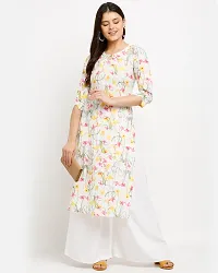 Stylish White Cotton Printed Kurta For Women-thumb2