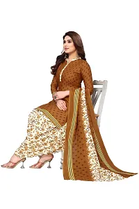 Elegant Brown Cotton Blend Printed Dress Material with Dupatta For Women-thumb3