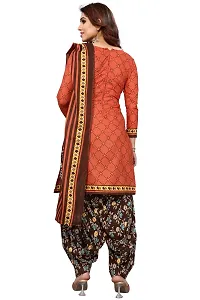 Elegant Orange Cotton Blend Printed Dress Material with Dupatta For Women-thumb2