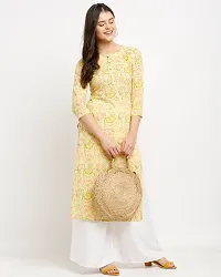 Stylish Yellow Cotton Printed Kurta For Women-thumb2