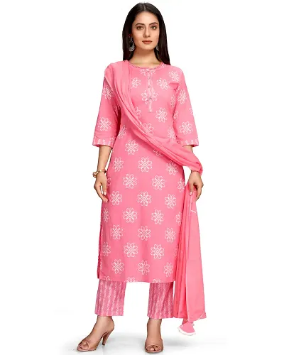 Cambric Cotton Kurta Bottom Dupatta Set