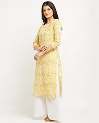 Stylish Yellow Cotton Printed Kurta For Women-thumb4