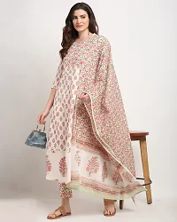 Stylish Multicoloured Cotton Printed Kurta Bottom and Dupatta Set For Women-thumb2