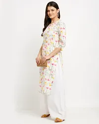 Stylish White Cotton Printed Kurta For Women-thumb3