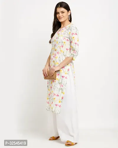 Stylish White Cotton Printed Kurta For Women-thumb4