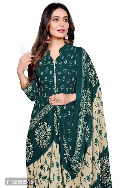 Elegant Green Cotton Blend Printed Dress Material with Dupatta For Women-thumb4