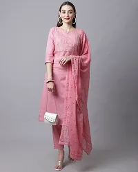 Stylish Pink Cotton Embroidered Kurta Bottom and Dupatta Set For Women-thumb4