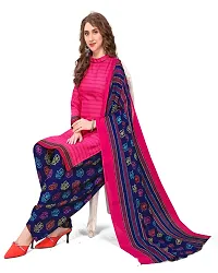 Elegant Pink Cotton Blend Printed Dress Material with Dupatta For Women-thumb3