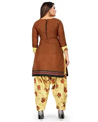 Elegant Brown Cotton Blend Printed Dress Material with Dupatta For Women-thumb1