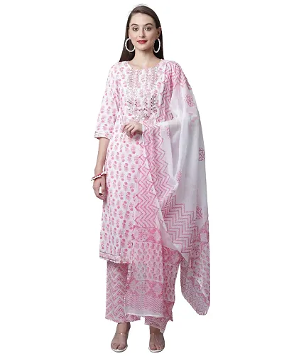 Cambric Cotton Kurta Bottom Dupatta Set