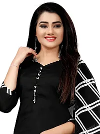 Elegant Black Cotton Blend Printed Dress Material with Dupatta For Women-thumb2