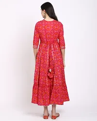 Stylish Red Cotton Printed Kurta For Women-thumb1