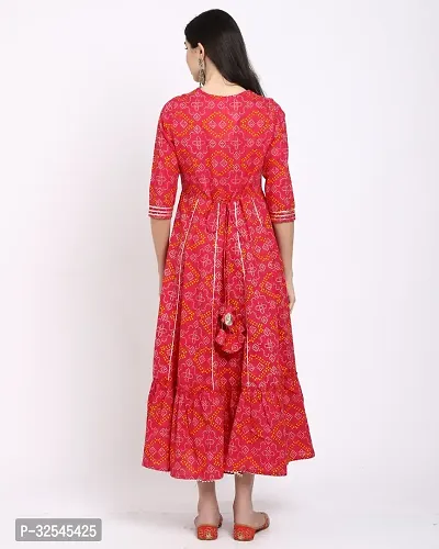 Stylish Red Cotton Printed Kurta For Women-thumb2