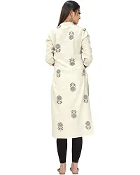 Stylish Beige Khadi Cotton Printed Kurta For Women-thumb1