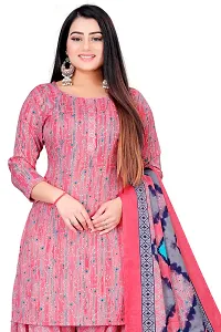 Elegant Pink Cotton Blend Printed Dress Material with Dupatta For Women-thumb4