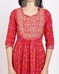 Stylish Red Cotton Printed Kurta For Women-thumb4