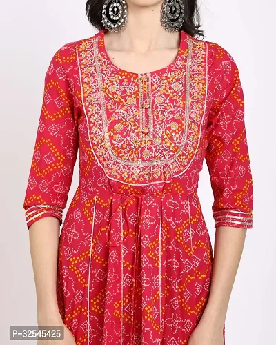 Stylish Red Cotton Printed Kurta For Women-thumb5