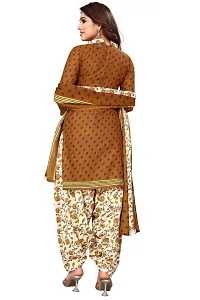 Elegant Brown Cotton Blend Printed Dress Material with Dupatta For Women-thumb2